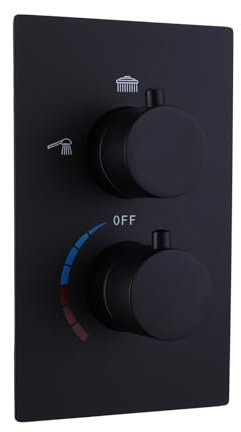 GLYYR Miscelatore Doccia Incasso 3 Vie Ottone Scatola da Incasso A Scomparsa Ottone Nero Valvola Pre-interrata Montaggio A Parete, Kit Valvola Miscelatrice Doccia