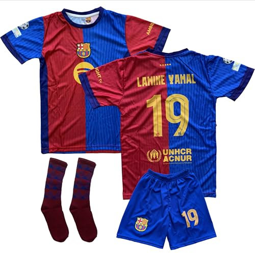 Boriverae Lamine Yamal Trikot Kinder #10 – Barcelona Fußballset mit 25/26 Trikot Shorts Socken | Hochwertiges Barca Trikot für Jungen | Ideal für Training Trikot Freizeit 176