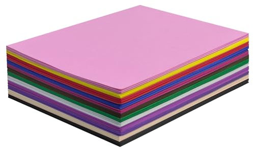 48 Blatt Moosgummi Platten 20x30 cm, 1mm Dick, Moosgummi in 12 Farben, EVA Schaumstoff für Basteln, DIY-Projekte und Dekoration