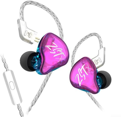 SPORTARC Abnehmbare Kabel-Kopfhörer für KZ X für klare Audiowiedergabe in kompakter Form (Violett mit Mikrofon)