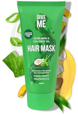 Give Me Cosmetics, Hair Mask for Dry Damaged Hair, Sulphate & Silicone Free, Aloe Vera & Coconut Oil, Deep Conditioning, Intensely Hydrating Formula, Smoothes & Repairs, Salon Finish