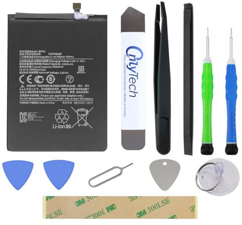 OnlyTech - Batería de repuesto premium para Xiaomi Redmi 10 5G/Poco M3 Pro/Redmi Note 10 5G - 5000mAh - Calidad idéntica a BN5A con kit de reparación de 10 herramientas