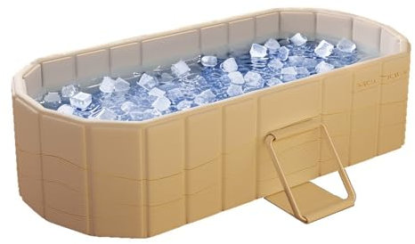 XUDREZ Baignoire glacée et chaude portable pour 2 personnes - Compartiment isolant épais - Autoportant - Pliable avec couvercle - Baignoire pliable pour adultes et enfants - 1,5 m