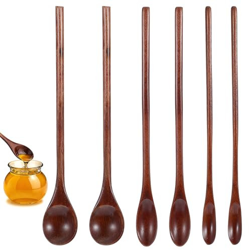 JIYIN 6 Stück Honiglöffel Holz, 3 Größen Honig löffel Handgemachte Holzlöffel Esslöffel Honigrührer Wooden Spoon Natürliches Nanmu Suppenlöffel für Honig Kaffee Tee Heiße