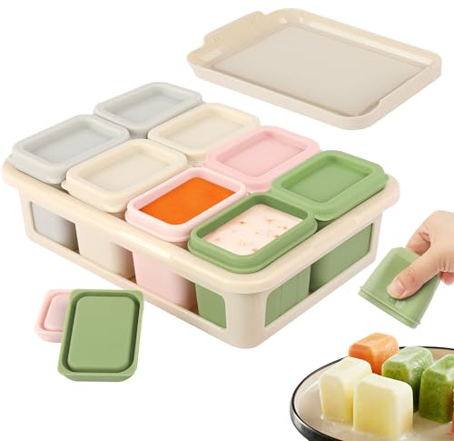 Gimars Silicone Baby Food Storage Containers, 8 Pack 60ml Reusable Weaning Freezer Pots with Airtight Lids, Freezer Jars Baby Weaning Snack Pots - Dishwasher, Freezer & Microwave Safe, BPA Free