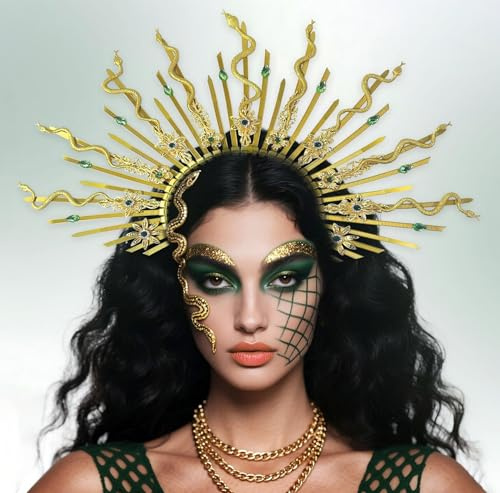 BACH AND BOOZY Medusa Kopfbedeckung Medusa Krone Schlange Stirnband Medusa Kostüm Zubehör Kostüm Frauen Halloween Weihnachten Party Kostüm Zubehör