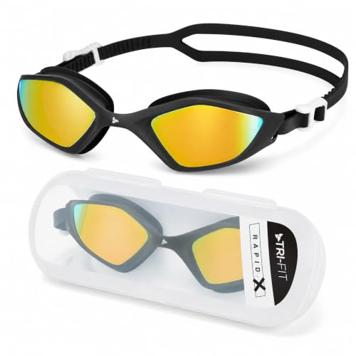 TRI-FIT Award Winning Adult Swimming Goggles | Advanced Anti Fog Treated Lenses | 100% UVA/UVB Protection | Custom 3D TPE gasket | TPE nose bridge | Designed For Men & Women