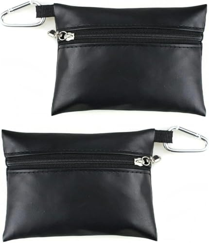 Hehglng Mini-Golftee-Tasche, Aufbewahrungstasche, Leder, Golfte-Tasche mit Reißverschluss, Golfschläger-Tasche, Zubehör, Golfte-Tasche, Schwarz, 2 Stück
