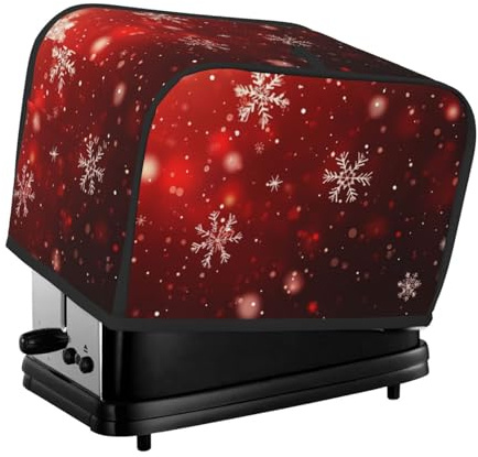 Toaster Cover 2 Slice Red Christmas Snowflake Xmas Glitter Kitchen Small Appliance Covers with Pockets Dust and Fingerprint Protection