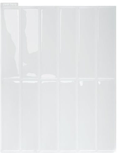 Trafagala 10 Sheet 11.43''x 9inch White Stick On Tiles Kitchen 3D Vinyl Peel and Stick Wall Tiles Sticker Transfers Self Adhesive Waterproof Splashback Decals for Bathroom Wall Rectangle Subway