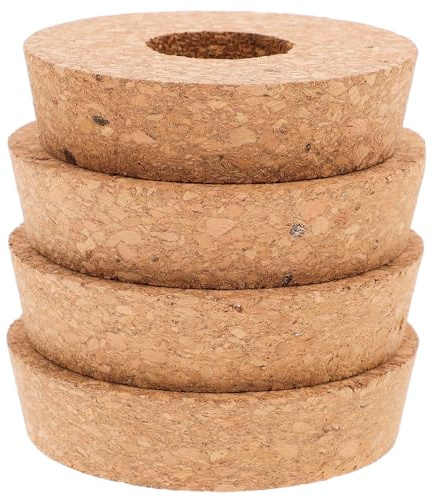 Yardenfun 4 Stück Korkdeckel Rund für Hydrokulturvase mit Lochdesign und Luftzirkulation Passend für Glasvase im Büro oder Regal | Khakifarbene Ausführung, für Glasvase und Hydrokultur Behälter, Leicht zu Pflegen