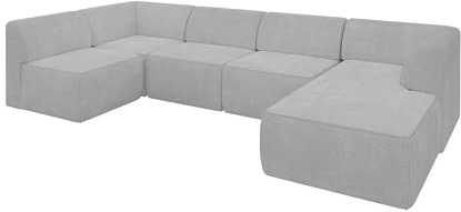 ALTDECOR Ecksofa in U-Form Corner Sofa Bett Eckcouch Couch L-Form Wohnlandschaft Cauchsofa MOVO 345x180x78 Grau