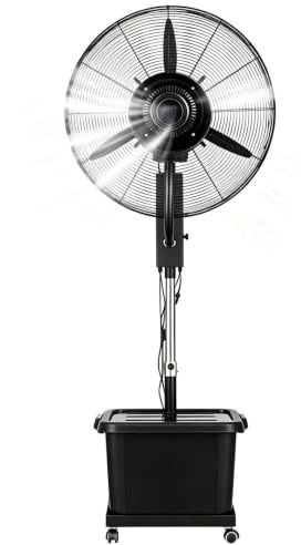 MARIYCH Ventilatore Nebulizzatore con Serbatoio d'Acqua 42L, 3 Velocità Uso Intensivo Industriale per Interni, Patio, Negozio, Garage (25.6in)
