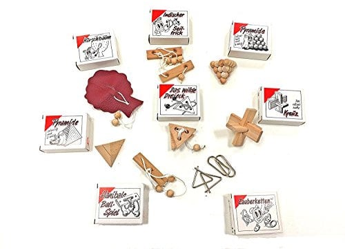 Knobelspiel Klassiker Set - Geschicklichkeitsspiele/Geduldspiele Sets - incl. Lösung (lose 8er)