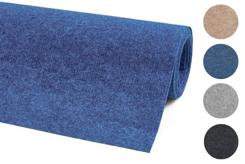 andiamo Teppichboden Milo - einfach zu verlegen - Auslegware Teppichboden - Meterware Bodenbelag in feiner Rippenstruktur - 200 x 300 cm Blau