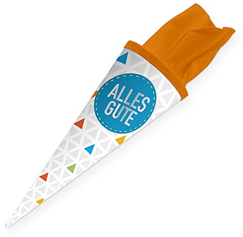 itenga Geschwisterschultüte 35cm Geschenkverpackung Schultüte Kinder Erwachsene Party (Dreiecke mit Text Alles Gute)