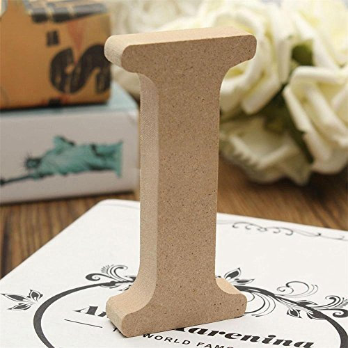 Freeas Dekorative Holz Buchstaben, hängende Wand 26 Buchstaben aus Holz Alphabet Wand Buchstaben für Kinder Baby Name Mädchen Schlafzimmer Hochzeit Geburtstag Party Home Decor-Briefe (I)