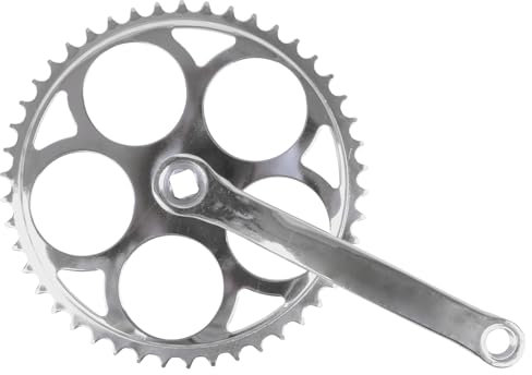 Unbekannt Kettenradgarnitur, 1-Gang, 170 mm Stahl-Kurbel, Stahl-Kettenblatt 46 Z., JIS, für Vierkantachse, verchromt