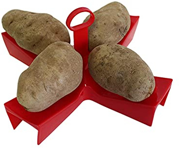 Microwave Potato Cooker – BPA-Free Plastic Rack Cooks 4 Potatoes Evenly in Minutes – Quick and Healthy Microwave Meal or Snack