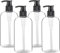 Lot de 4 flacons vides en plastique pour pompe à main - 500 ml - Portable - Sans BPA - Flacon de pompe à main - Durable et rechargeable - Avec 9 étiquettes pour huile de massage, savon liquide