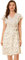 Allegra K Damen Kurzarm V Neck Bindegürtel Blumen Wickelkleid Kleid Beige Apricot XL
