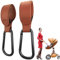 Edibaby, Kinderwagen Haken, Kinderwagen Zubehör, aus Leder, 2 Stück, Universell Einsetzbar, Karabinerhaken für Kinderwagen zum Aufhängen von Taschen, Rucksäcken, Geldbörsen usw. (Braun)