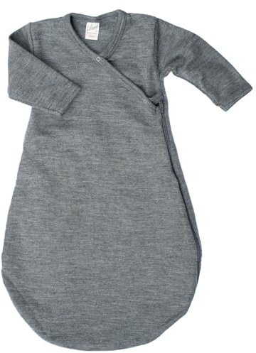 Lilano, Merino Wickelsack mit 2-Wege Reißverschluss, 70% Wolle (kbT), 30% Seide, 210 g/m² (Grau, 86-92)
