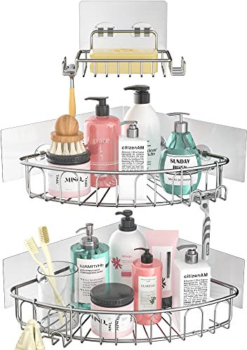 Orimade Eckablage Duschablage Selbstklebend Wandablage Duschablage ohne Bohren SUS304 Duschregal - 3 Stück