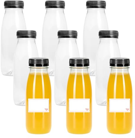 TEC 250ml Juice Bottles With Lids 30% Recycled Clear Pet Plastic UK Made | UK Made 30% Recycled PET Small Clear Tamper Evident Mini Drink