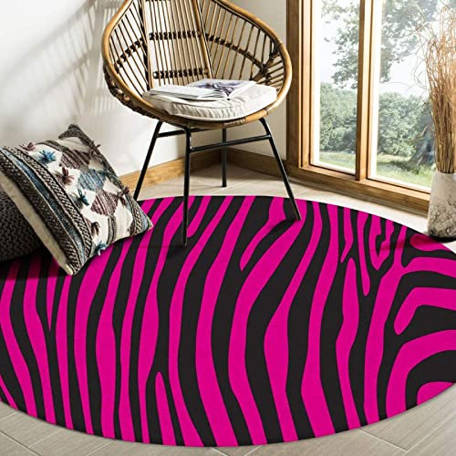 makeups1 Tappeti Casa Salotto Grandi Rotondo Zebra texture strisce nere fucsia per Moquette per Salotto, Camera da Letto, Cucina, Lavanderia ø 80 cm