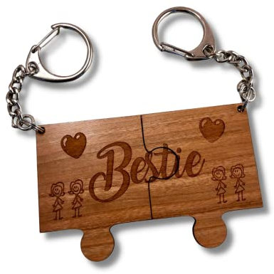 Bestie Wooden Jigsaw Puzzle Set Keyring Gift
