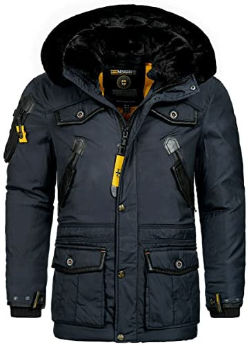 Geographical Norway warme Herren Winter Jacke FVSB Parka Outdoor ACORE Luxus SKI, Farbe:Navy, Größe:L