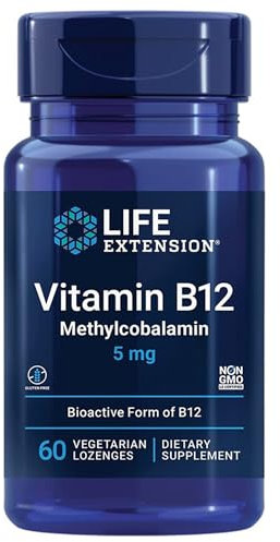 Life Extension, Methylcobalamin (Vitamina B12), Depot, Cada 10 Días 1 Comprimido, 5000mcg, 60 Pastillas veganas, Probado en Laboratorio, Sin Gluten, Vegetariano, Sin Soja, No GMO