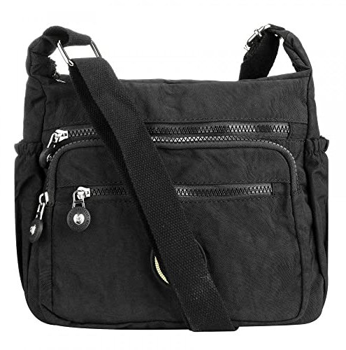 Milky Way Wasserdichte Damen-Umhängetasche, mit mehreren Taschen, verstellbarer Riemen, Crossbody-Handtaschen, lässige Segeltuch-Kuriertaschen, Schwarz, Einheitsgröße