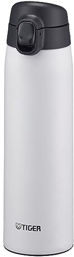 Bouteille isotherme Tiger MCT-K 500 mL Self-Locking One-Push, ouverture one-push, verrouillage automatique, sans BPA, conservation froid 24h et chaud 12h, conçue au Japon, couleur blanc chute de neige