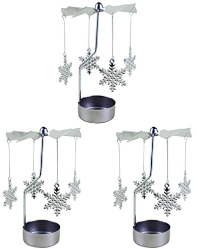 Uonlytech Kerzenständer 3 Stücke Kerzenhalter Licht Kerze Windmühle Tee Party Romantischen Urlaub für Tür Dekor Kerzenhalter Drehbar Schneeflocke Rotation Halter