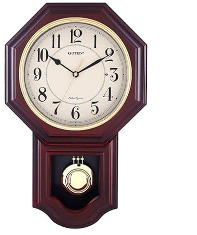 YUNTIMESS Chiming Wall Clock with Pendulum - Wall Clock with Westminster Chimes&Strike Clock, Battery Operated, Faux Wood Pendulum Clock for Living Room, Office, Home Decor & Gift