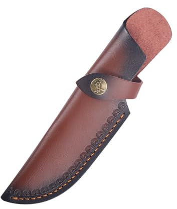 Knife Sheath, Leather Knife Pouch Retro Embossed Belt Knife Holster for 4.7 * 1.6 Knife