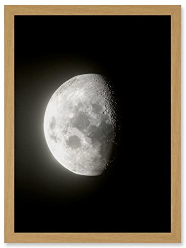 Artery8 Lunar Phases Waning Gibbous Moon Space Astronomy Artwork Framed Wall Art Print A4