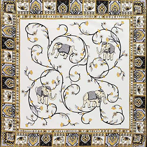 Roeckl Damen Elephant Garden 53x53 Tuch, White/Black, Einheitsgröße