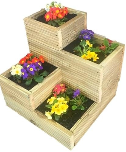 Large Corner Decking 4 tier wooden garden planter