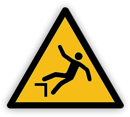 Warnzeichen (W008) Warnung vor Absturzgefahr - Dreieckiges Warnschild - Signalgelb (RAL 1003) nach DIN EN ISO 7010