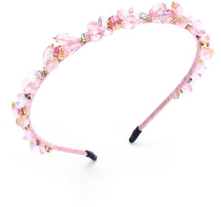 IYOU Glitter Strass Stirnband Rosa Kristall Haarbänder Dünn Retro Party Prom Haarschmuck für Frauen und Mädchen