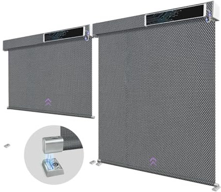 Graywind Customized Smart Outdoor Blinds Compatible Alexa Google, Waterproof Motorised Outdoor Shades with Remote, Exterior Window Solar Powered Outside Electric Blinds for Patio, 3% Black Pearl