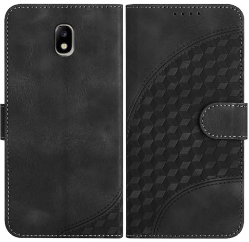 JayModCase Handyhülle für Samsung Galaxy J7 2017 /J730, mit [Kartenfach] [Standfunktion] [Magnetic] PU Leder Etui Folio Klapphülle Kompatibel mit Galaxy J7 2017 - Schwarz