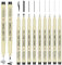 Funmo Fineliner Schwarz 9PCS Filzstift Schwarz Fineliner Set Fineliner Wasserfest Schwarze Stifte Zum Zeichnen Wasserfest Stifte Für Künstler, Illustration, Skizzen, Technisches Zeichnen