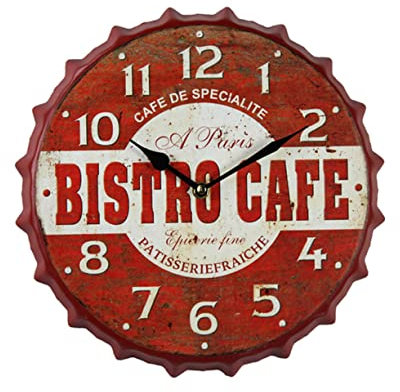 Amosfun Vintage Bierdeckel Wand Uhr Kreative Wanduhr Für Wohnzimmer Retro Design Stille Wanduhr Hochpräzise Zeitmessung Dekorative Wanduhren Für Schlafzimmer Und Büro Ohne Batterie