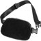 Cadoline Schwarze Plüsch-Teddyfleece-Sherpa-Gürtel-Gürteltasche, Handtasche, 14 x 20,5 x 5 cm