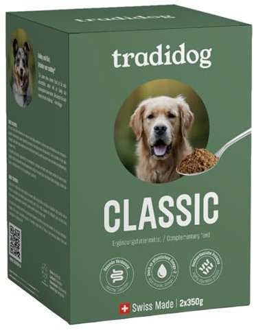 Tradidog Classic Futtertopping - geruchsneutrale Alternative zu Lachsöl Hunde - reich an Omega 3 natürliches Nahrungsergänzungsmittel Hund zur Fellpflege, gegen Juckreiz - 2x350g - 30-60 Tage Vorrat