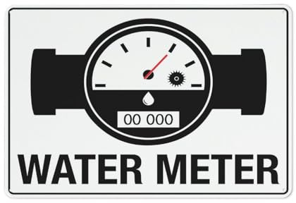 Compladeta Water Meter Icon Sign 12X8 Inches Metal Aluminum Signs, Weather Resistant, Weatherproof, Indoor Or Outdoor